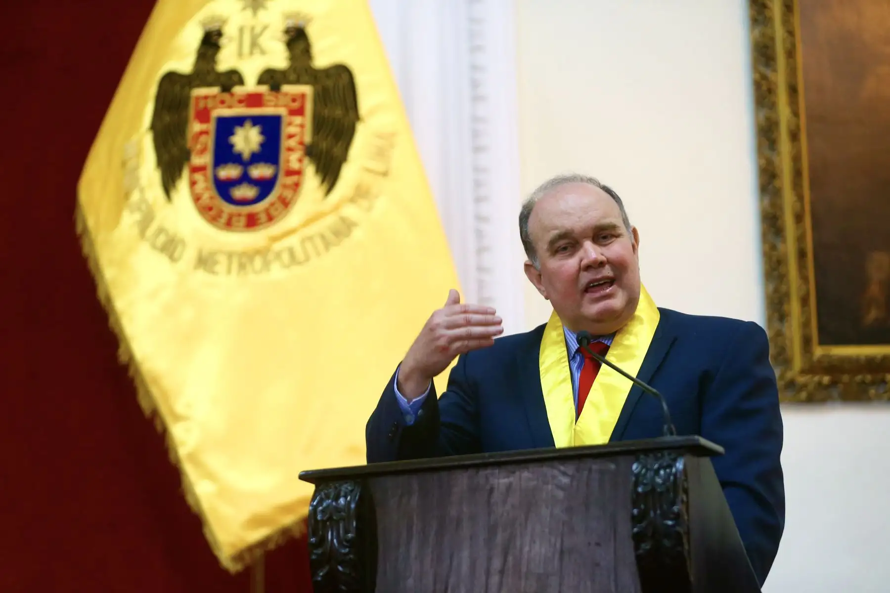 Sesión Solemne en el Palacio Municipal por el 488 aniversario de la Ciudad de Lima dirigida por el Alcalde de Lima, Rafael López Aliaga, el presidente del Congreso, José Williams Zapata, y Secretario del consejo metropolitano Jose Danós, contando con presencia de autoridades de los Poderes del Estado, Fuerza Armada y PNP, alcaldes, representantes del cuerpo diplomático, de instituciones públicas y privadas, entre otros.
Foto: ANDINA/Ricardo Cuba