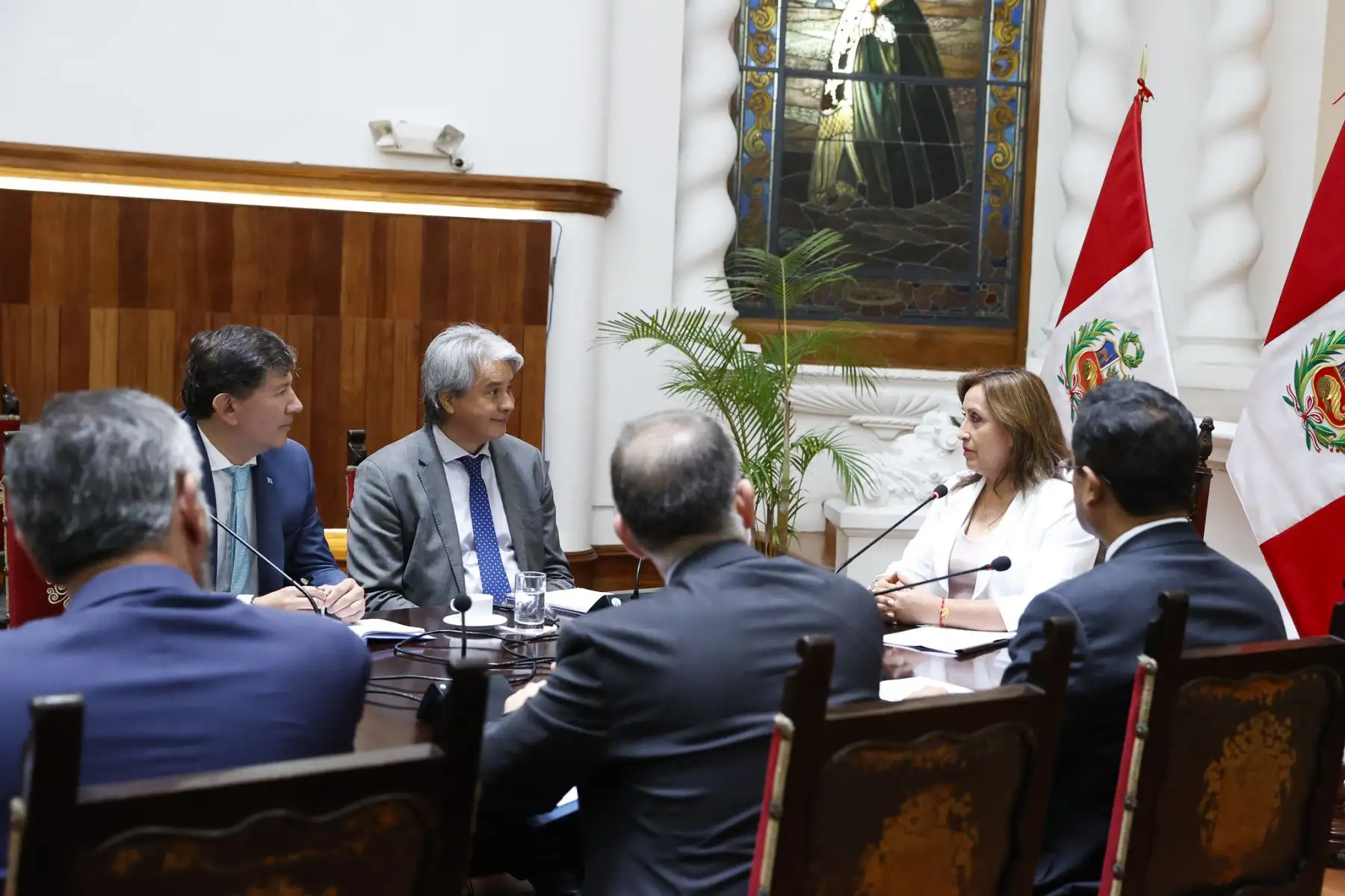 Presidenta Dina Boluarte sostuvo reunión con el enviado especial del Alto Comisionado de las Naciones Unidas para los Derechos Humanos, Christian Salazar Volkmann. Foto: ANDINA/ Prensa Presidencia