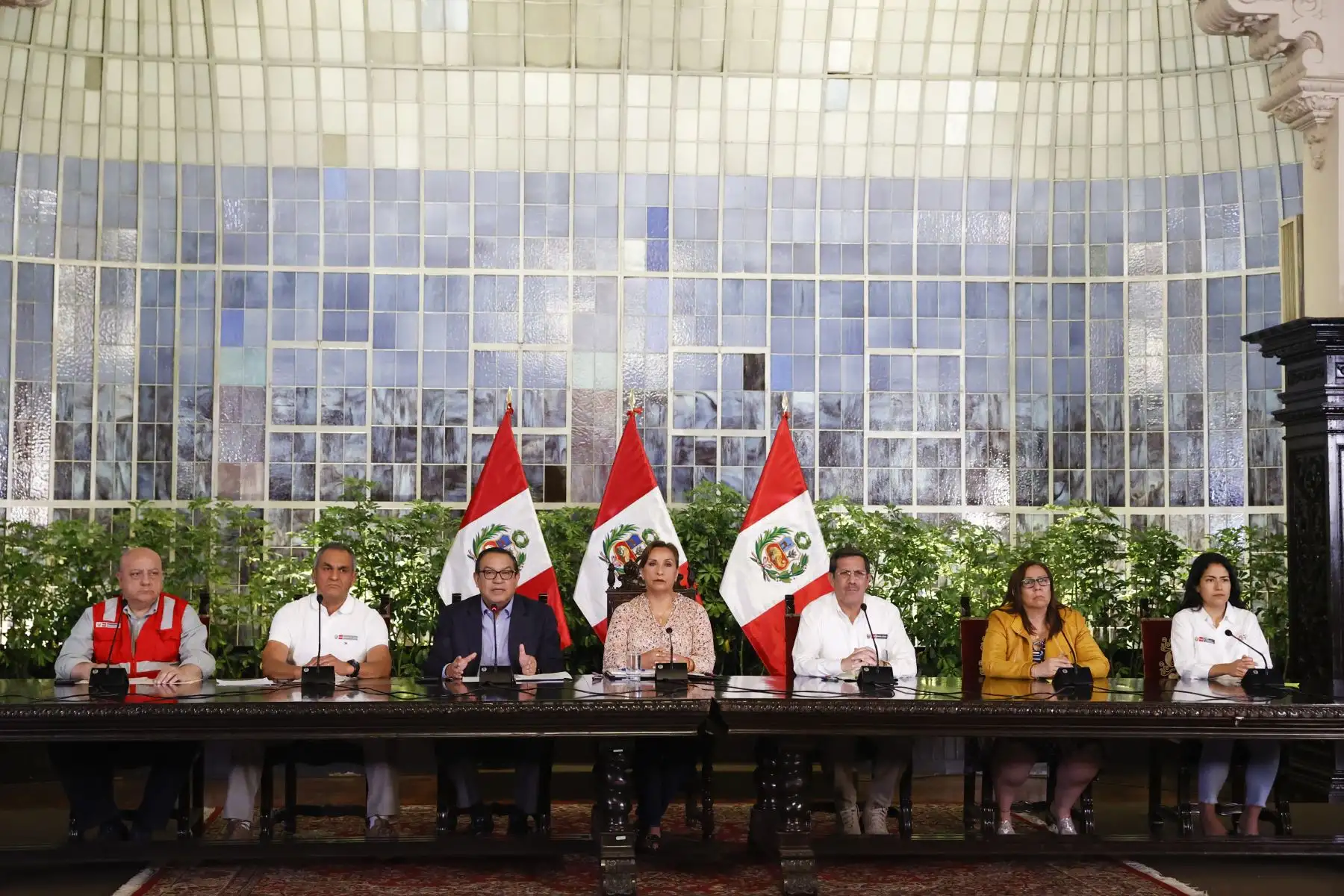 Presidenta Dina Boluarte y ministros de Estado, ofrecieron pronunciamiento sobre la situación del país. Foto: ANDINA/Prensa Presidencia