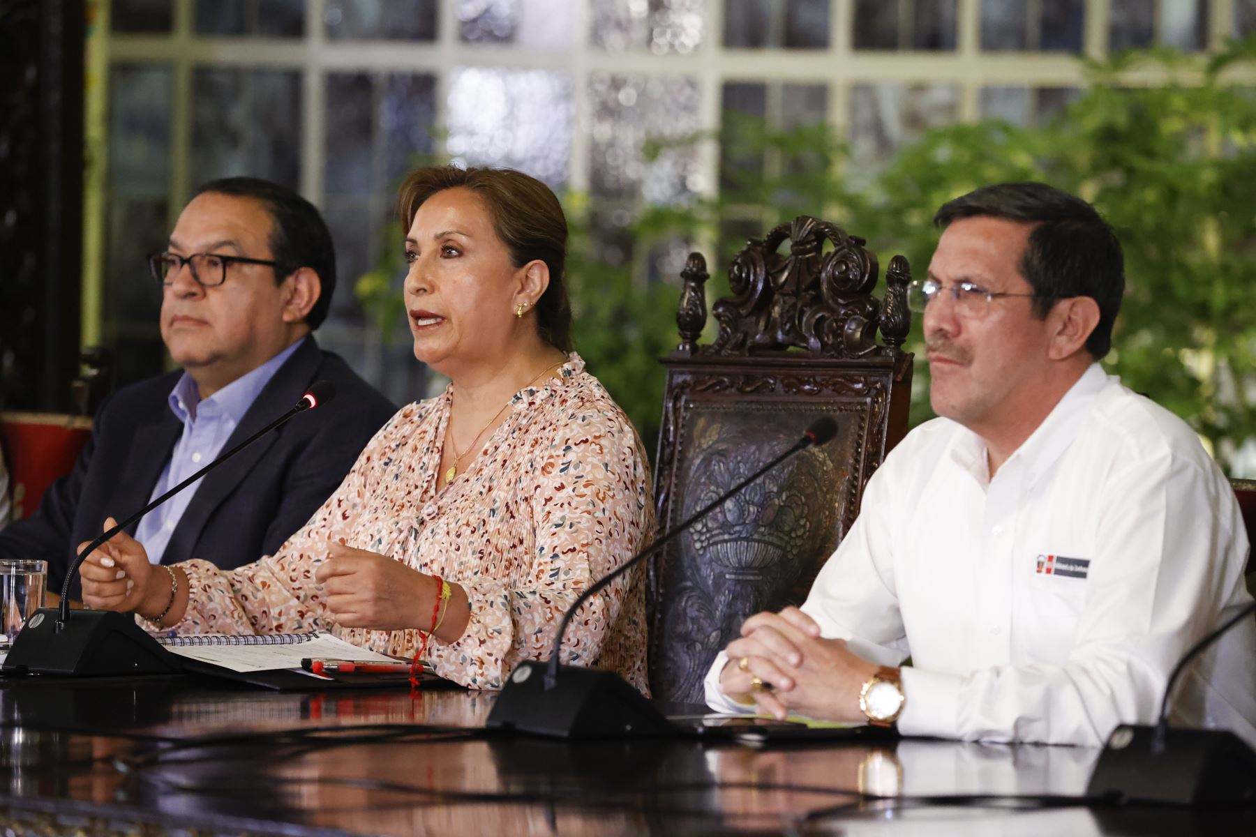 Presidenta Dina Boluarte y ministros de Estado, ofrecieron pronunciamiento sobre la situación del país. Foto: ANDINA/Prensa Presidencia