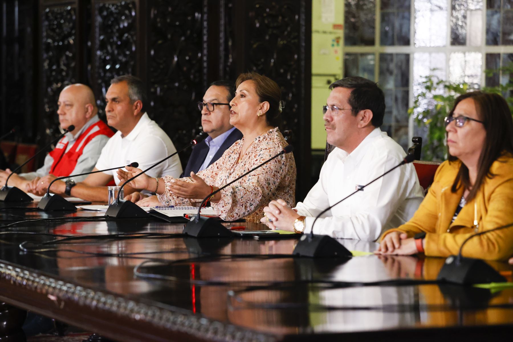 Presidenta Dina Boluarte y ministros de Estado, ofrecieron pronunciamiento sobre la situación del país. Foto: ANDINA/Prensa Presidencia