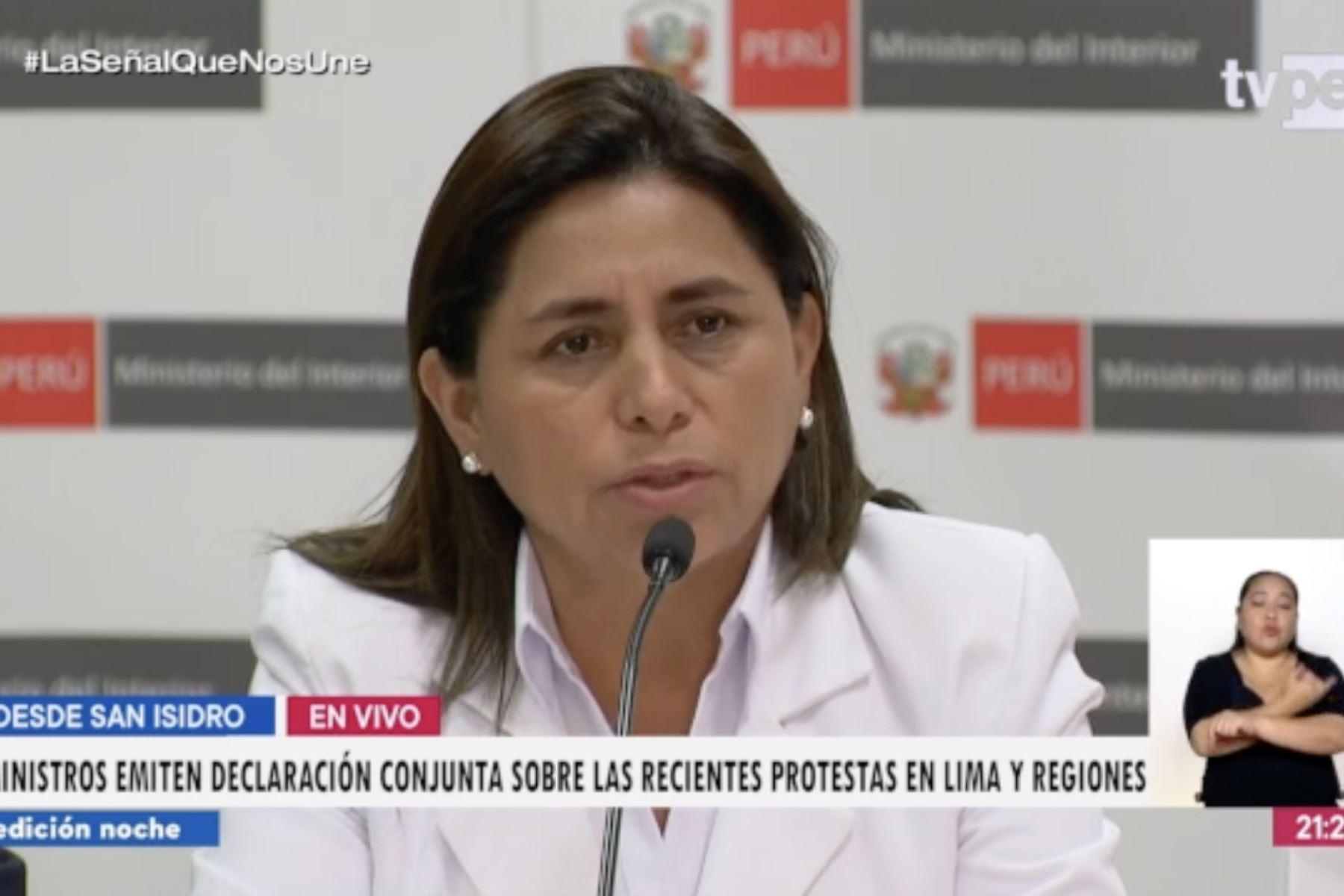 Ministra de Salud, Rosa Gutiérrez, reportó que hoy viernes 20 de enero el Minsa atendió a 25 pacientes policontuzos de Lima Metropolitana, Arequipa y Puno. ANDINA/ Captura TV