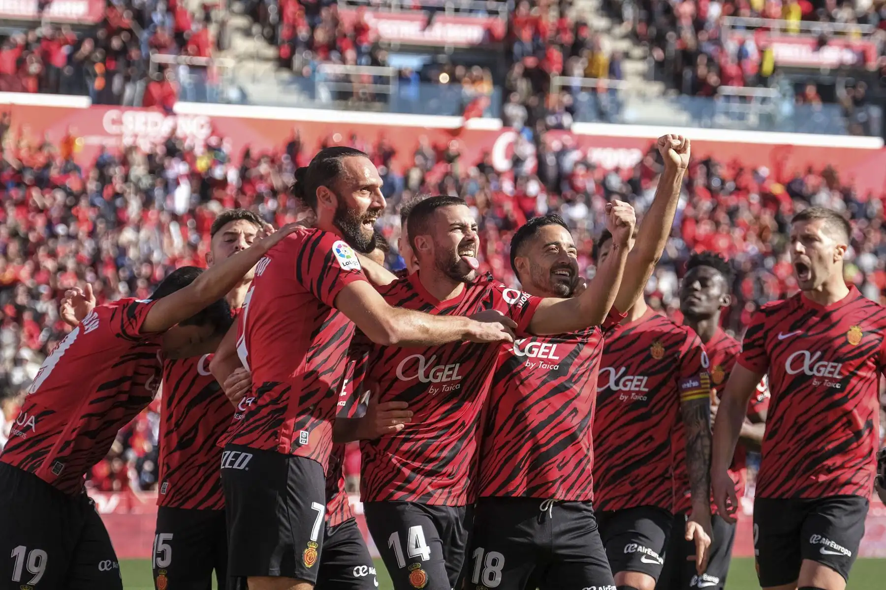 El delantero del Real Mallorca Vedat Muriqi celebra el su gol ante el Real Madrid durante el Partido de La Liga que disputan el Mallorca y el Real Madrid en el estadio de Son Moix.
Foto: EFE