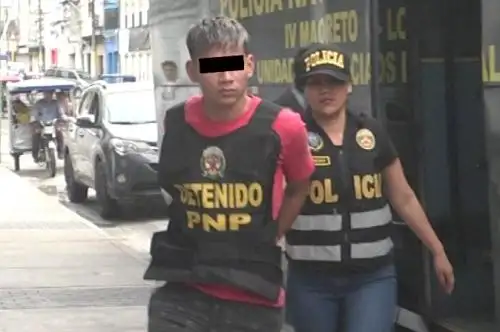 Los presuntos integrantes de la organización criminal "Los bandidos del oriente, detenidos esta madrugada en Loreto y San Martín, fueron trasladados a la sede de la Diviac en Iquitos. Foto: Elvis Noronha