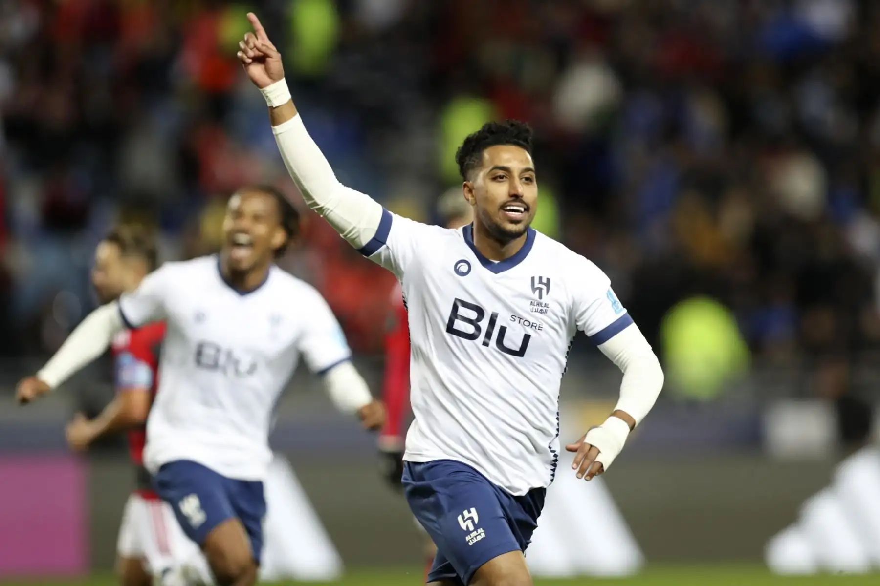 Salem Al Dawsari de Al Hilal celebra después de anotar la ventaja de 1-2 durante el partido de semifinales de la Copa Mundial de Clubes de la FIFA entre CR Flamengo y Al Hilal SFC en Tánger, Marruecos, el 07 de febrero de 2023.
Foto: EFE