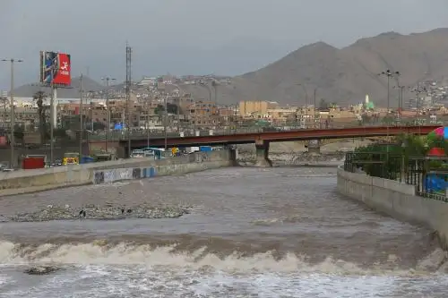 El caudal del río Rímac ha crecido notablemente en las últimos días debido a la caída de lluvias en las zonas altas del país. Foto: ANDINA/Eddy Ramos