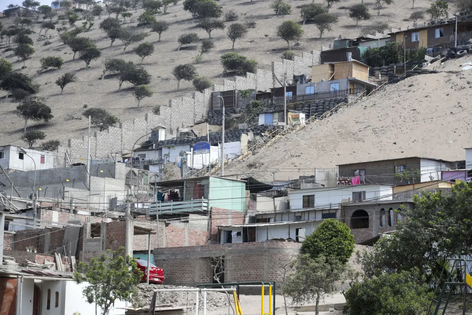 Asentamiento Humano Héroes del Cenepa de Lomo de Corvina en Villa El Salvador en situación de vulnerabilidad en caso de un terremoto.

Foto:ANDINA/Juan Carlos Guzmán Negrini