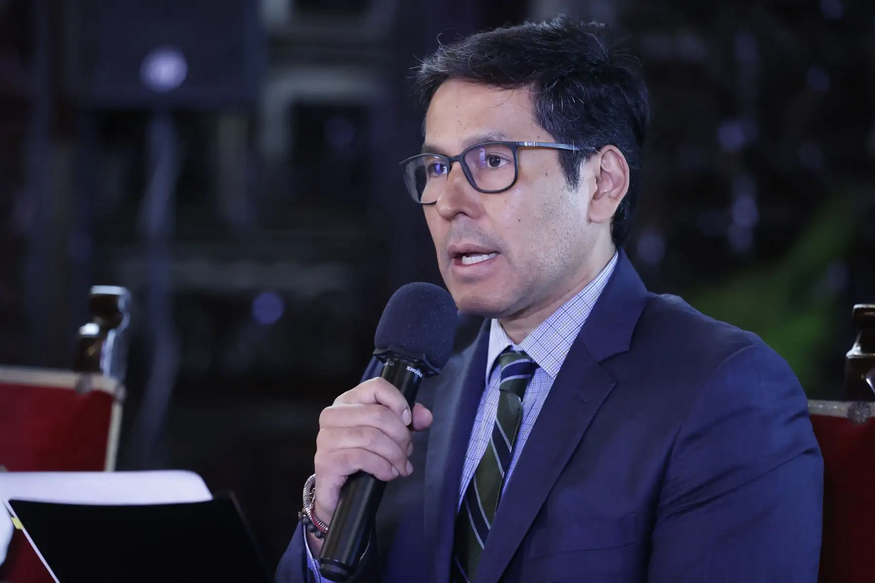 Intervención del Ministro de la Desarrollo e Inclusión Social, Julio Demartini Montes, durante la conferencia de prensa que brindó el gabinete de ministros para dar a dar a conocer los avances de gestión tras más de dos meses al frente del Poder Ejecutivo. 


Foto: ANDINA/Presidencia Perú