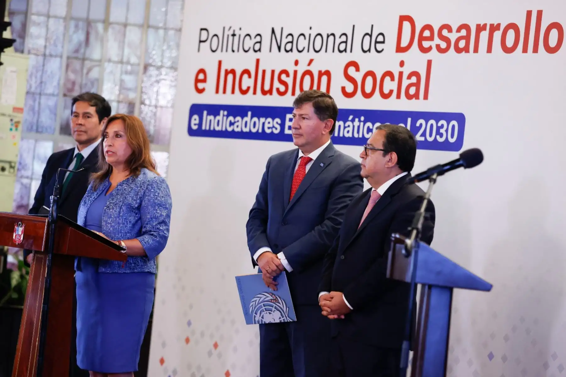 Presidenta de la república, Dina Boluarte, lideró lanzamiento de la Política Nacional de Desarrollo e Inclusión Social al 2030. Foto: ANDINA/ Prensa Presidencia