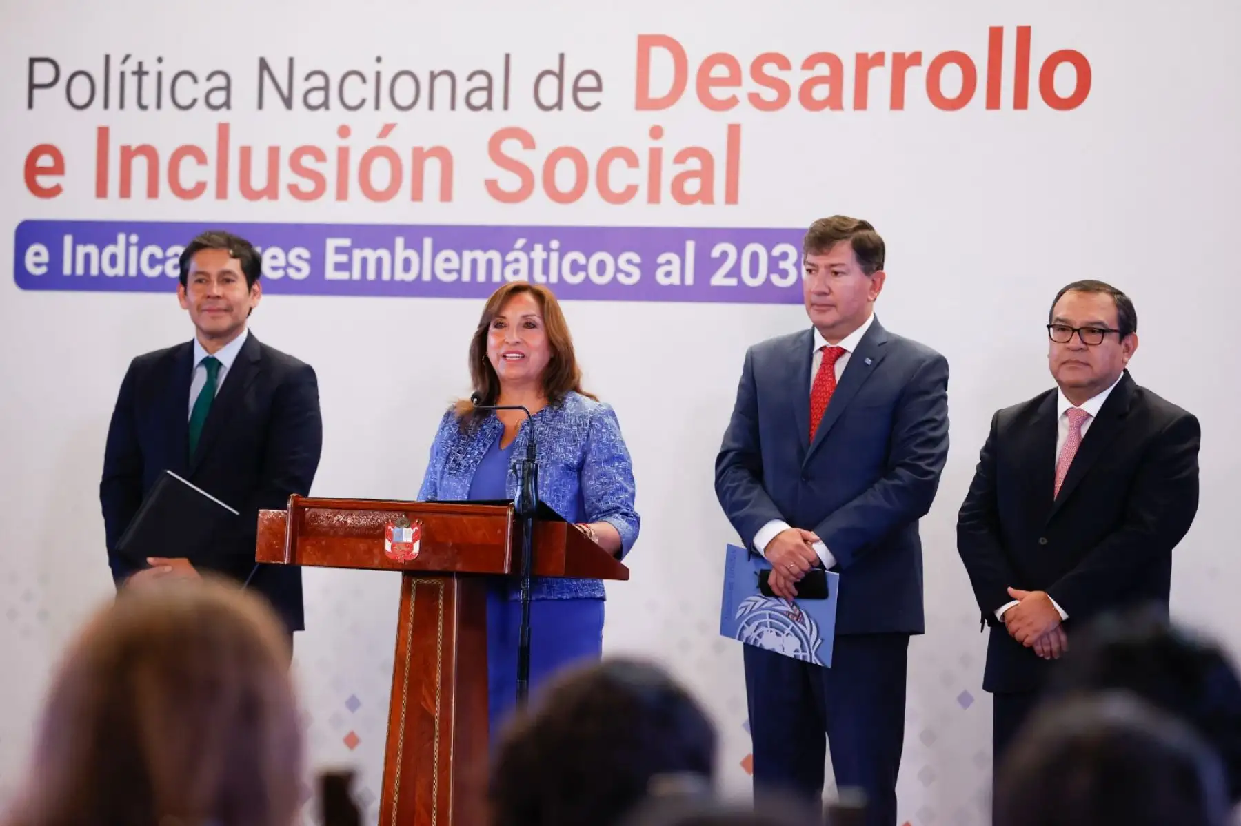 Presidenta de la república, Dina Boluarte, lideró lanzamiento de la Política Nacional de Desarrollo e Inclusión Social al 2030. Foto: ANDINA/ Prensa Presidencia