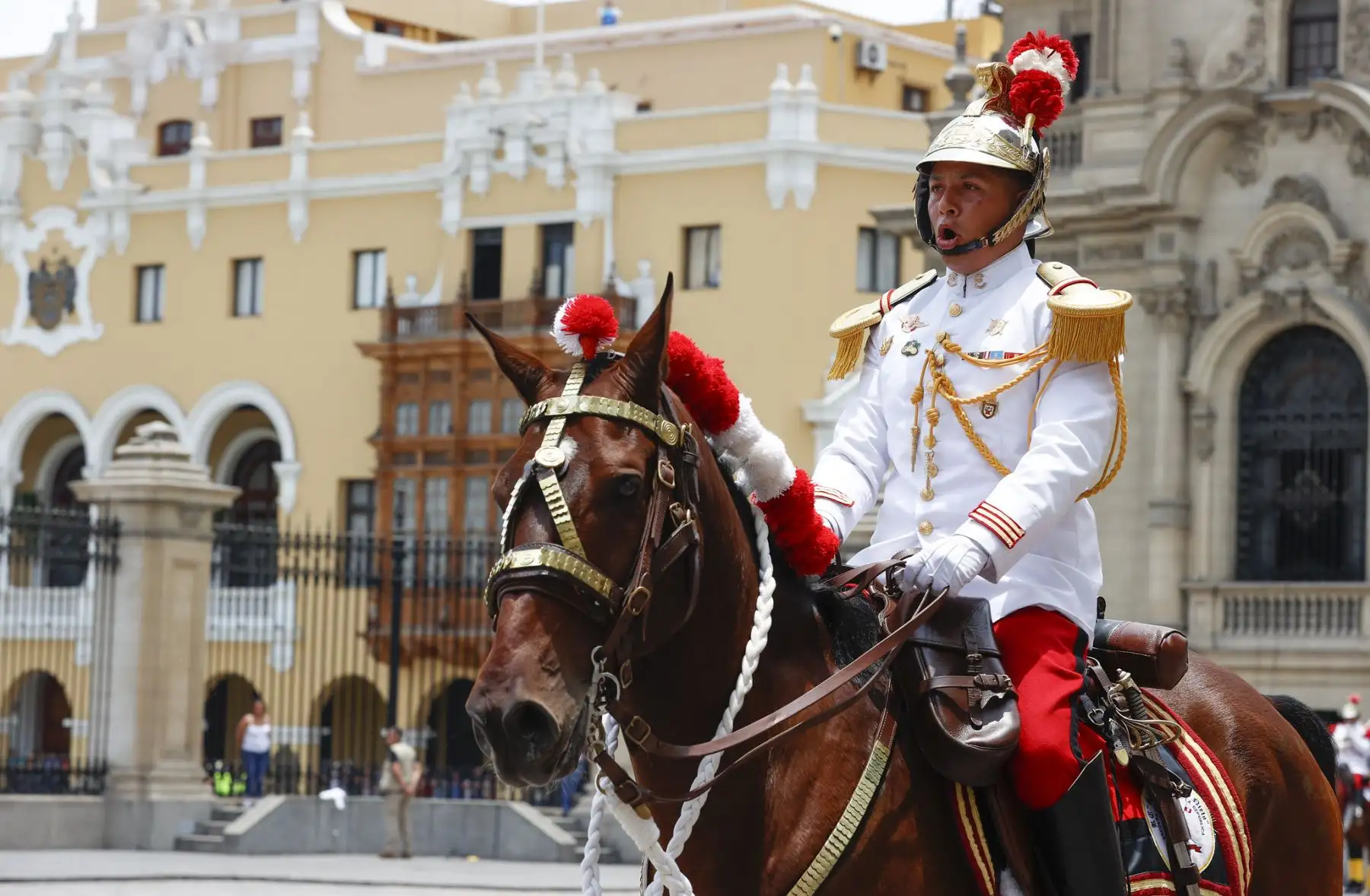 Presidenta Dina Boluarte lideró tradicional Cambio de Guardia a Caballo a cargo del Regimiento de Caballería "Mariscal Domingo Nieto".
Foto: ANDINA/Prensa Presidencia