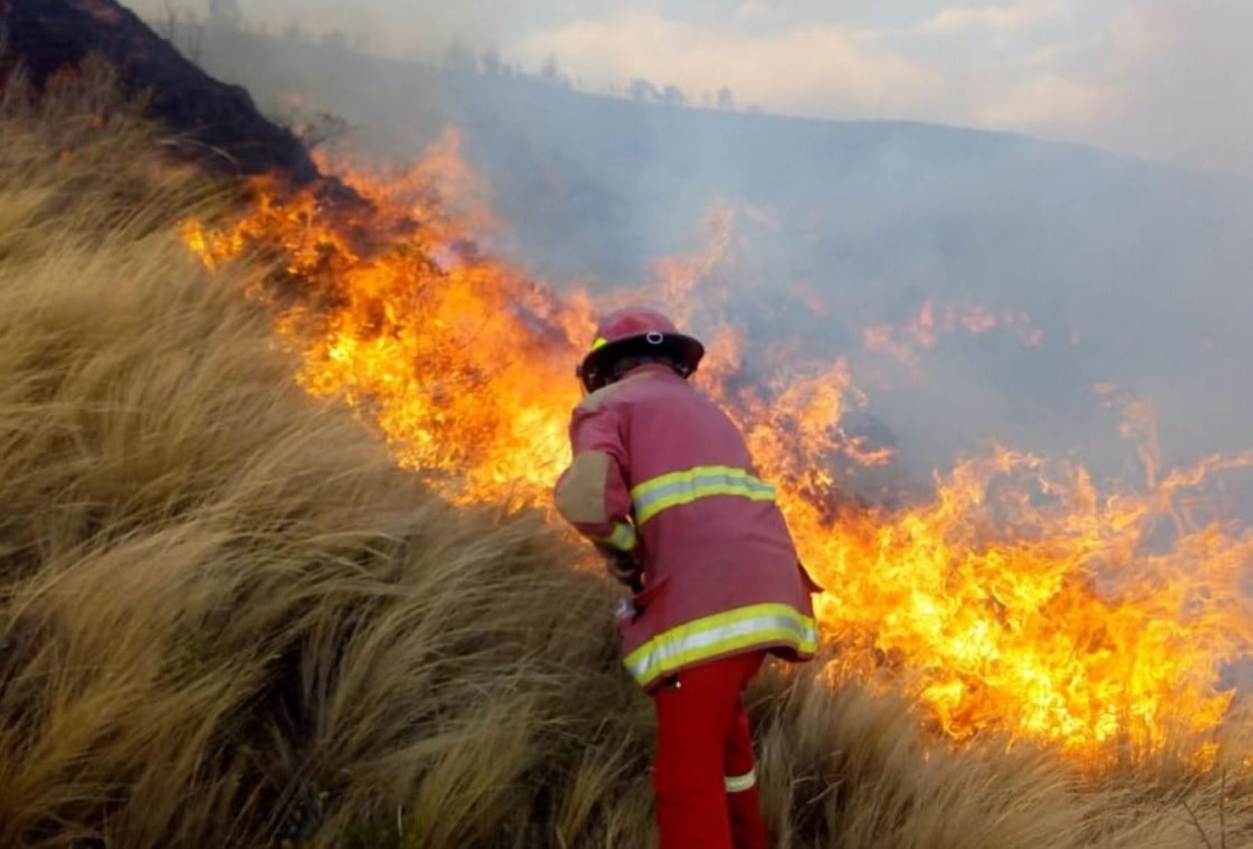IPolicías, bomberos, autoridades locales y pobladores iniciaron las acciones de respuesta a fin de controlar dos incendios forestales. NTERNET/Medios