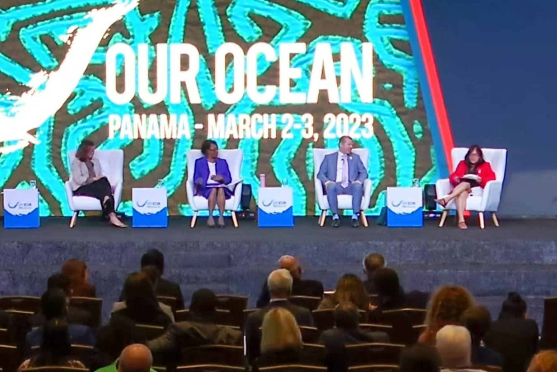 La ministra del Ambiente, Albina Ruiz, participa en la conferencia Our Ocean, en Panamá. Foto: MINAM/Difusión.