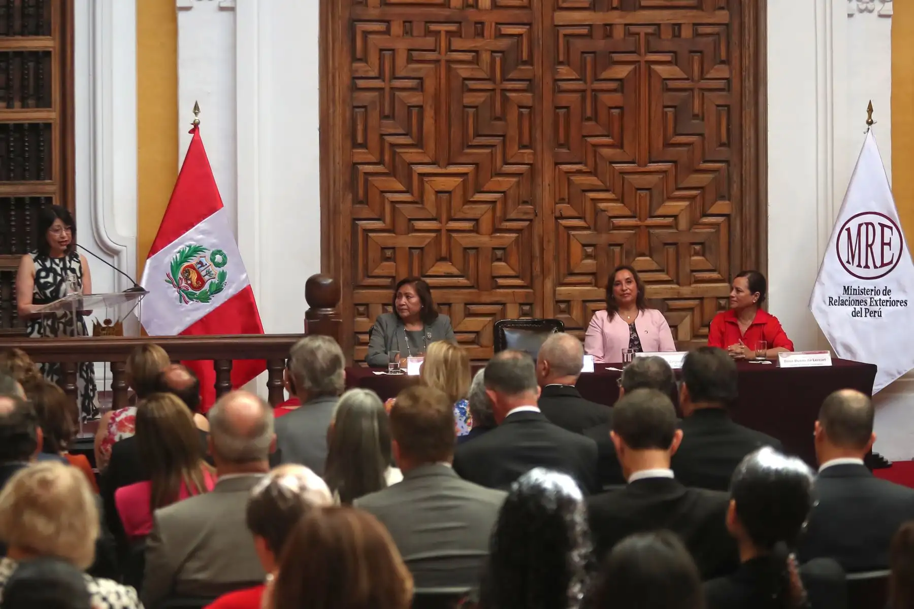 Canciller Ana Cecilia Gervasi, asiste a la ceremonia por el Día Internacional de la Mujer en el Ministerio de Relaciones Exteriores. Foto: ANDINA/ Ricardo Cuba