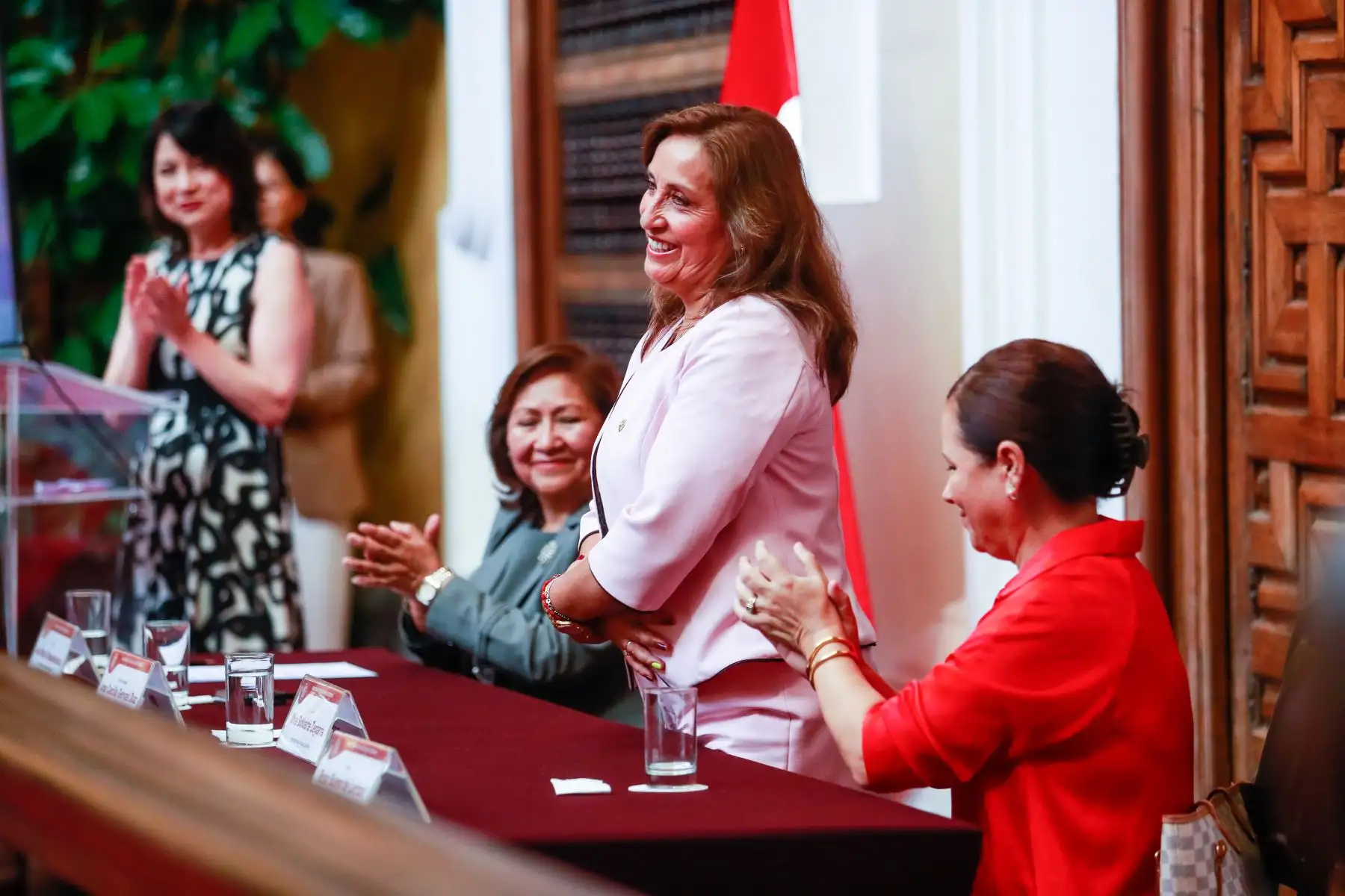 La presidenta Dina Boluarte asiste a la ceremonia por el Día Internacional de la Mujer en el Ministerio de Relaciones Exteriores. Foto: ANDINA/ Prensa Presidencia
