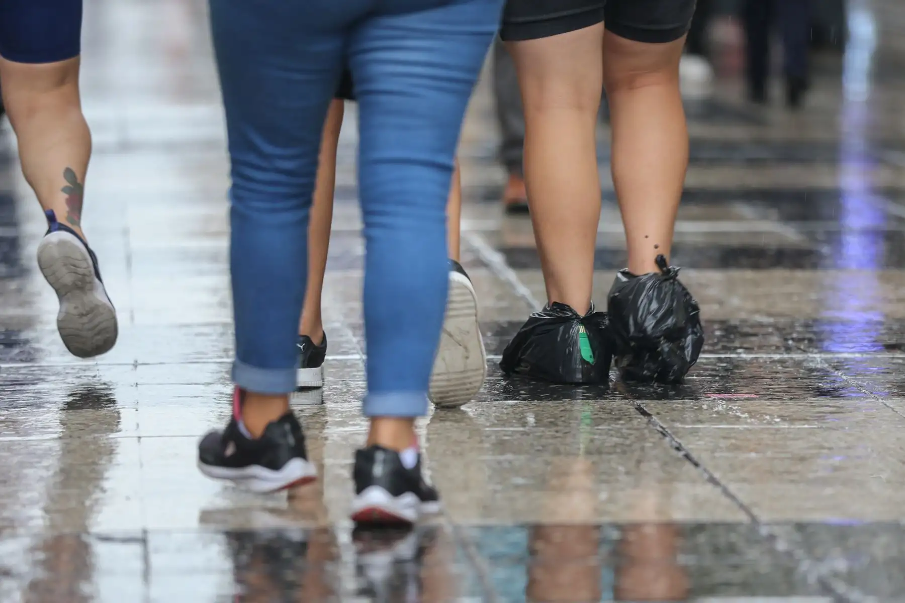 Sorprendidas por una inusual y copiosa lluvia, personas que transitaban esta tarde por las calles de Lima se vieron obligadas a improvisar ponchos de plástico y protectores de calzado con bolsas negras, y y a resguardarse del agua con lo que tenían a la mano.
Especialistas en clima han advertido que la capital soportará cuatro días de intensas precipitaciones, en tanto que las autoridades llamaron a adoptar medidas preventivas a todo nivel.
Foto:ANDINA/Tatiana Gamarra
