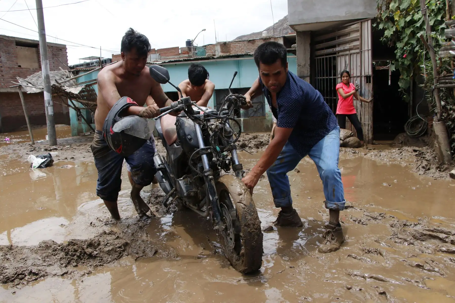 Cerca de 300 viviendas quedaron bajo el lodo tras fuertes lluvias en Wichanzao, La Esperanza,en La Libertad. El agua cubrió enteramente el primer nivel de sus viviendas. Muchas familias lo perdieron todo.
Foto: cortesía/ Iván Orbegoso