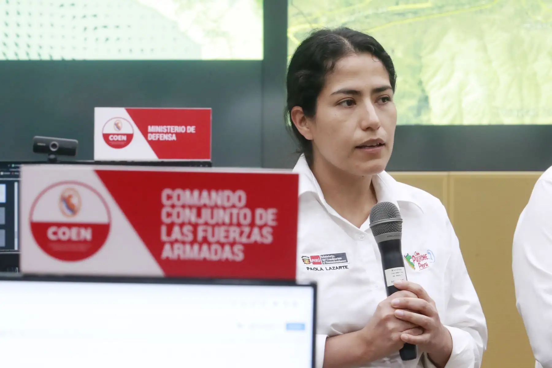 Mandataria Dina Boluarte junto a ministros de Estado, brindan declaraciones a la prensa, tras el Consejo de Ministros. Foto: ANDINA/ Prensa Presidencia