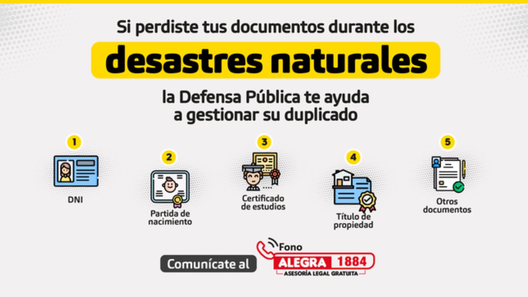 Defensa Pública del MINJUSDH ayuda a gestionar duplicados de documentos personales destruidos o extraviados en zonas de desastres.