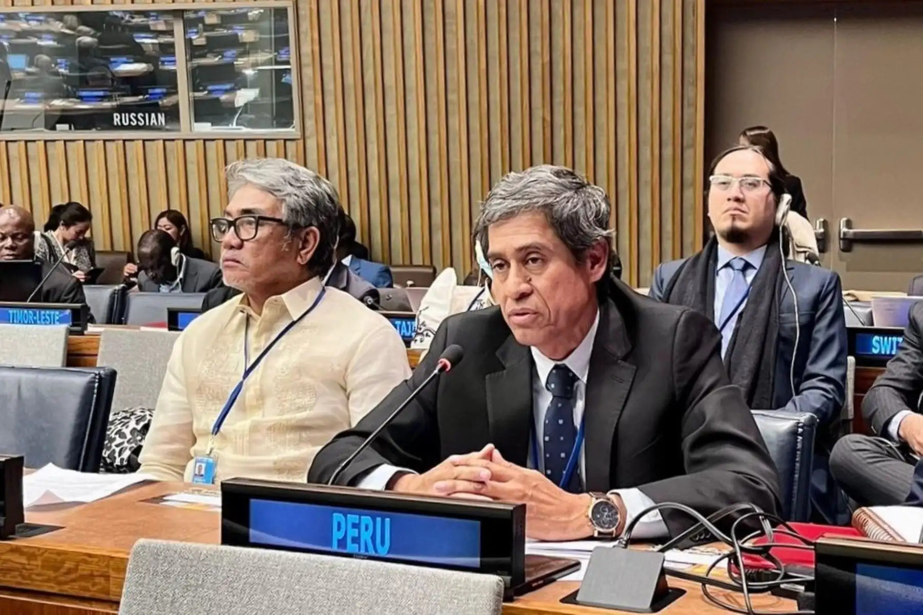Delegación peruana en la Conferencia Mundial sobre el Agua en la sede de las Naciones Unidas. Foto: MVCS/Difusión.