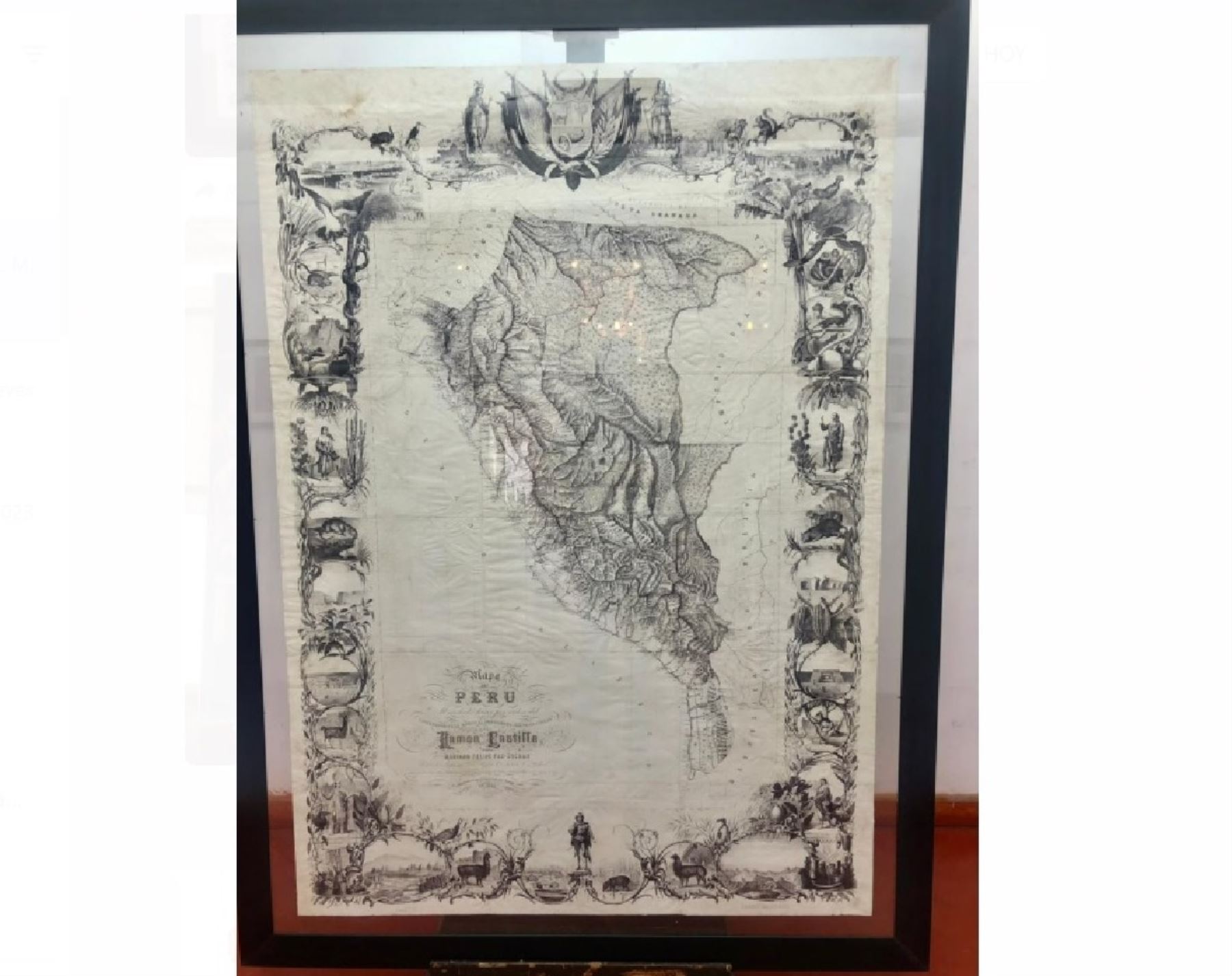 El mapa del Perú de 1862, la impresionante obra del historiador Mariano Paz Soldán elaborada por orden del presidente Ramón Castilla, fue rescatado por especialistas de la Dirección de Cultura de Cusco. ANDINA/Difusión