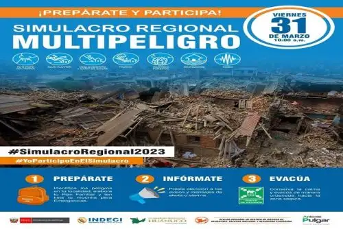 Huánuco: realizarán simulacro multipeligro para preparar a la población ante sismos y lluvias el 31 de marzo próximo.