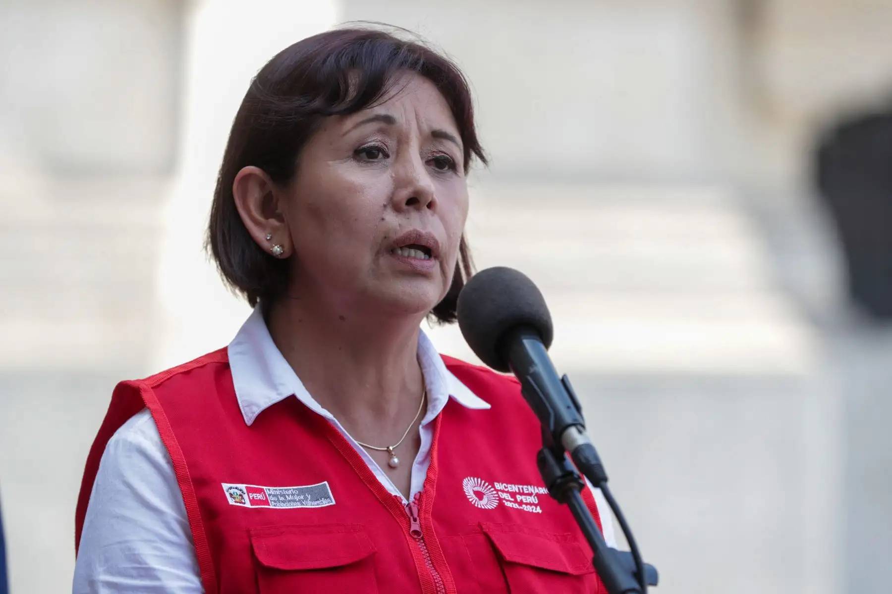 Conferencia de Prensa de la Ministra de la Mujer y Poblaciones Vulnerables, Nancy Tolentino.
Foto: PCM