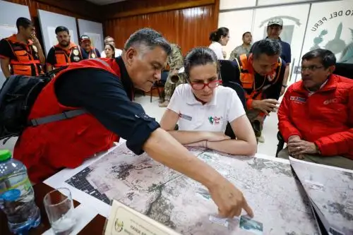 Ministra de Vivienda, Hania Pérez de Cuéllar, anunció el envío de motobombas e hidrojets a Piura para atender la emergencia por lluvias intensas e inundaciones. Foto: MVCS/Difusión.