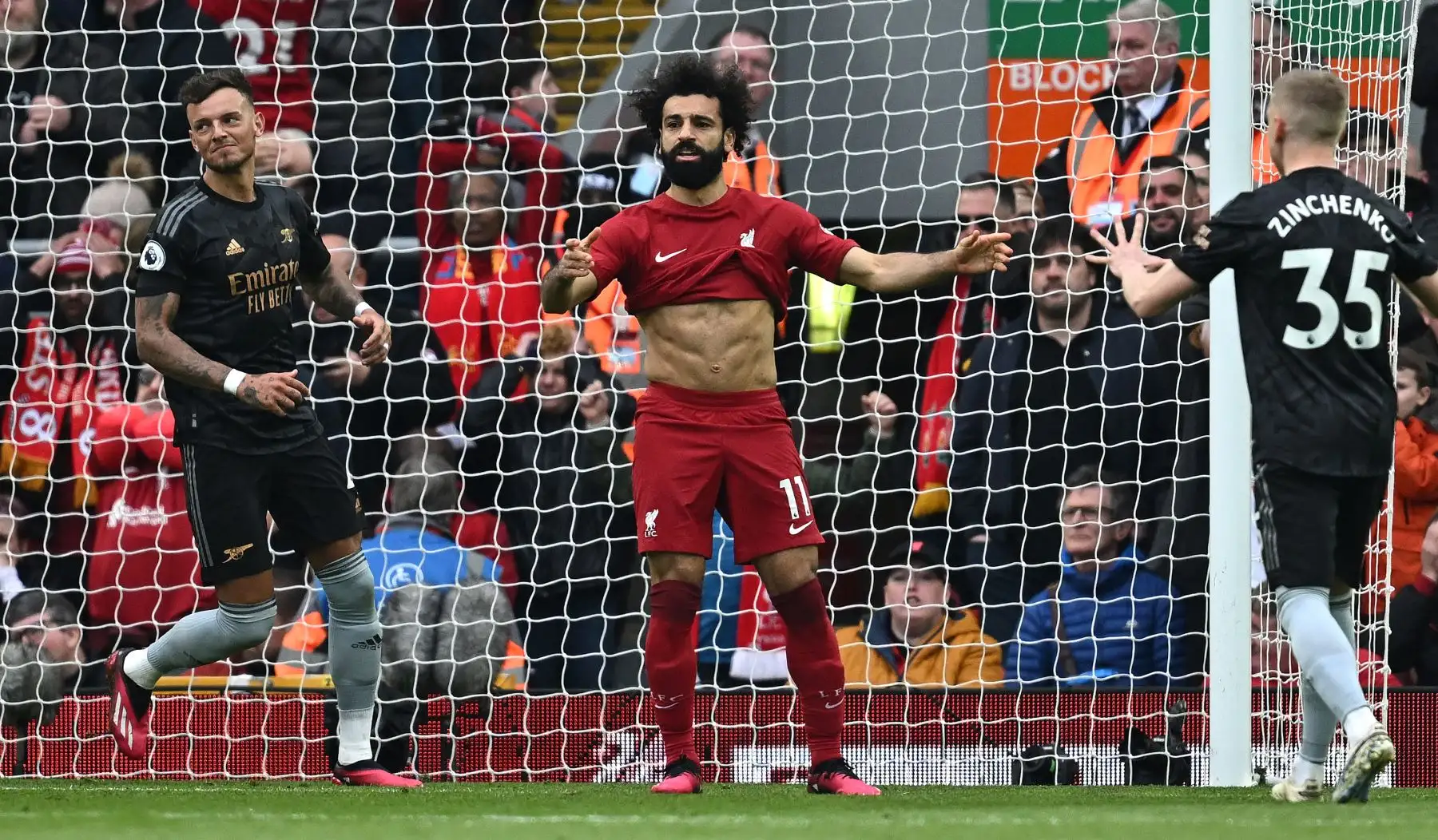 El delantero egipcio del Liverpool, Mohamed Salah, reacciona después de fallar un penalti durante el partido de fútbol de la Premier League inglesa entre el Liverpool y el Arsenal en Anfield en Liverpool, noroeste de Inglaterra, Foto: ANDINA/ AFP