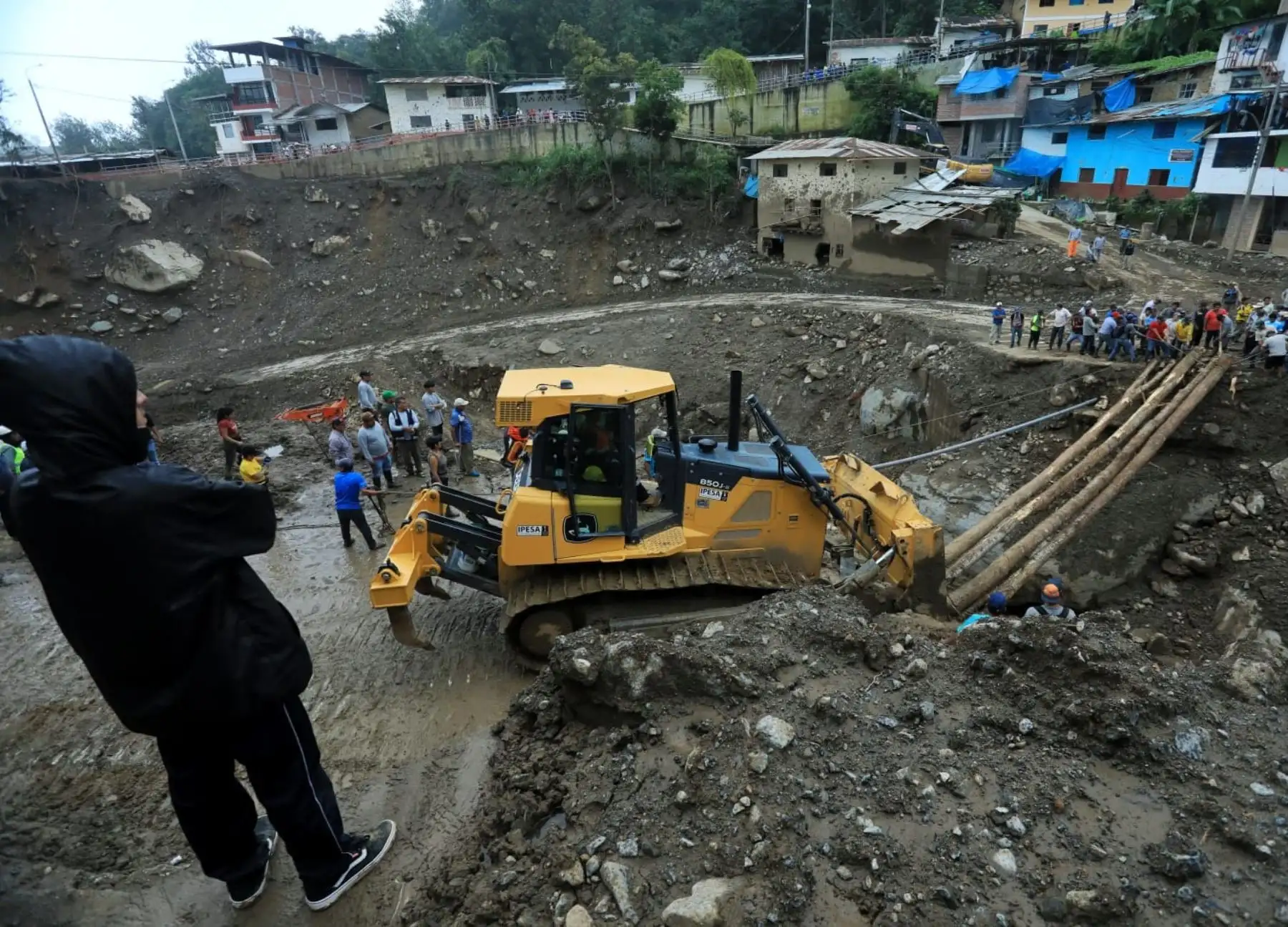 Los trabajos buscan evitar que la quebrada El Limón se desborde nuevamente y cause daños en viviendas ubicadas en el distrito de Canchaque, provincia de Huancabamba, región Piura. ANDINA/Difusión