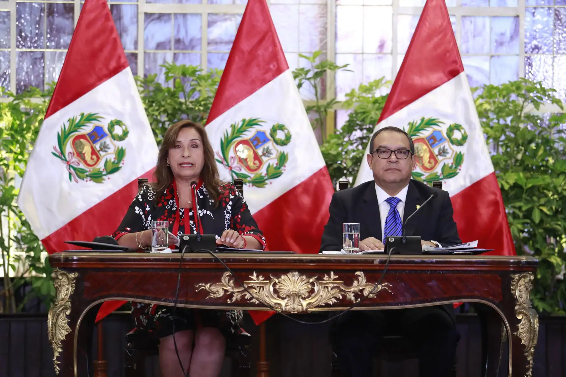Presidenta, Dina Boluarte, junto al titular del Consejo de Ministros, Alberto Otárola acompañado por su gabinete, presenta el segundo informe de Avances de Gestión.

Foto: ANDINA/Prensa Presidencia