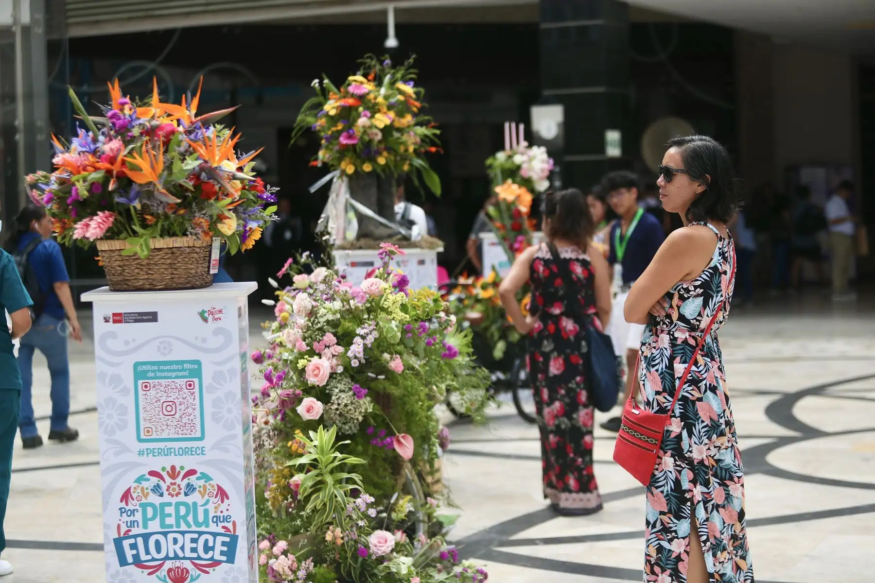 Tiene como objetivo promover la oferta productiva basada en la gran diversidad de flores y follajes cultivados en nuestro país e impulsar la reactivación económica de las regiones con mayor producción de flores, donde las mujeres tienen un rol protagónico.
Hubo exhibición de esculturas de flores y follajes, así como talleres de arreglos florales y una gran feria de productores y productoras de las principales regiones del país.

Foto: ANDINA/Ricardo Cuba