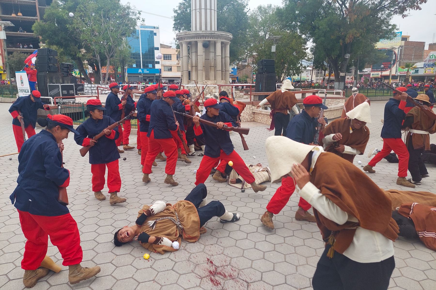 Más de 400 personas escenificaron la batalla de Chupaca, en la región Junín. Foto: ANDINA/cortesía Pedro Tinoco.