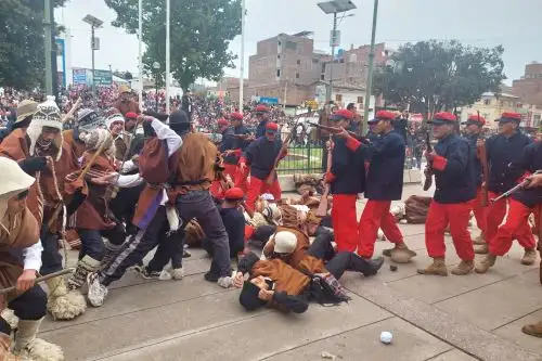 Más de 400 personas escenificaron la batalla de Chupaca, en la región Junín. Foto: ANDINA/cortesía Pedro Tinoco.