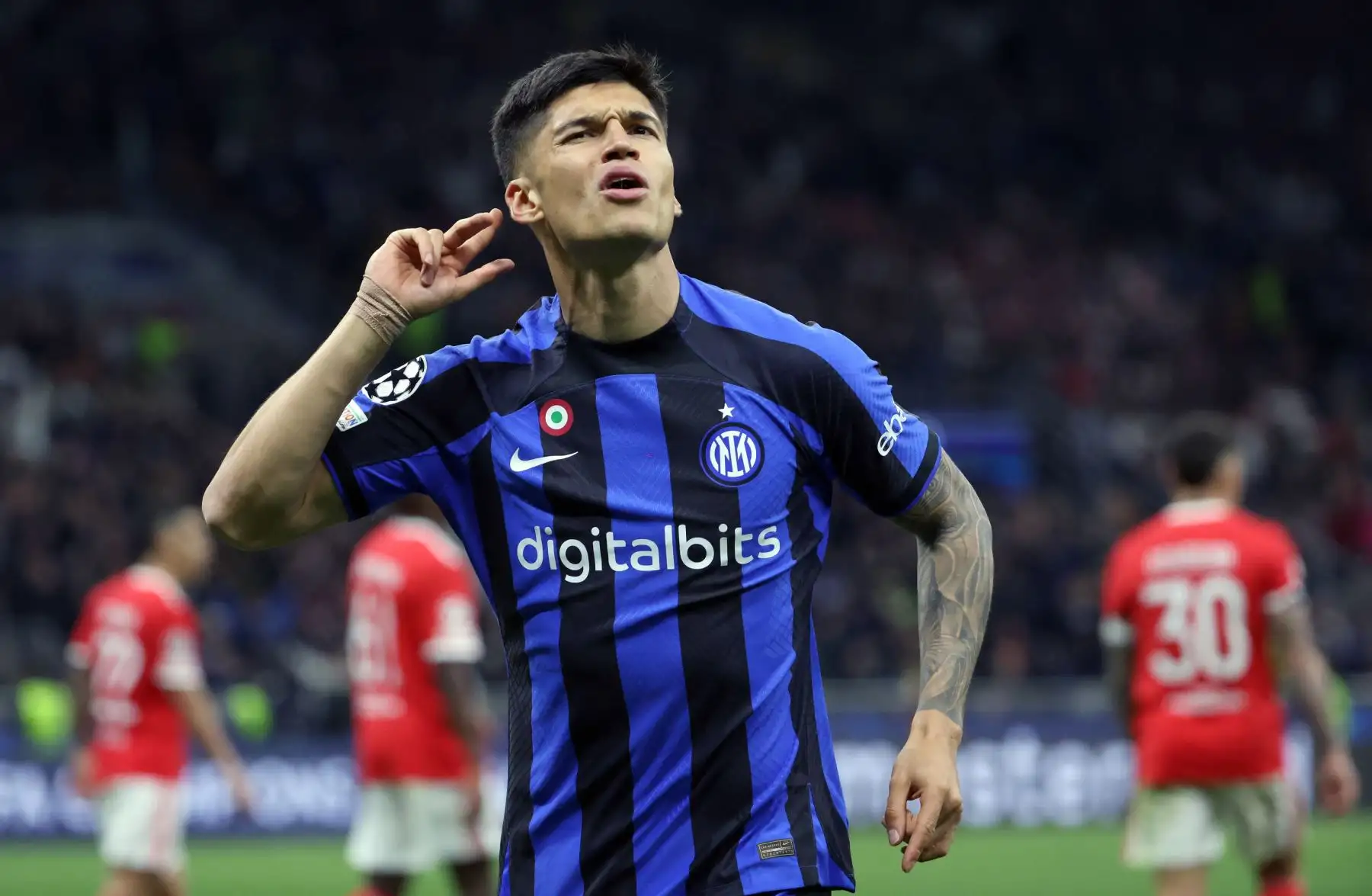 Joaquín Correa del Inter de Milán celebra marcar el gol 3-1 durante el partido de vuelta de los cuartos de final de la Liga de Campeones de la UEFA entre el FC Inter de Milán y el SL Benfica, en Milán, Italia.
Foto: EFE
