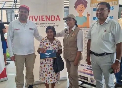 El Ministerio de Vivienda inició la entrega del bono de arrendamiento de vivienda para emergencias en la región Lambayeque. ANDINA/Difusión