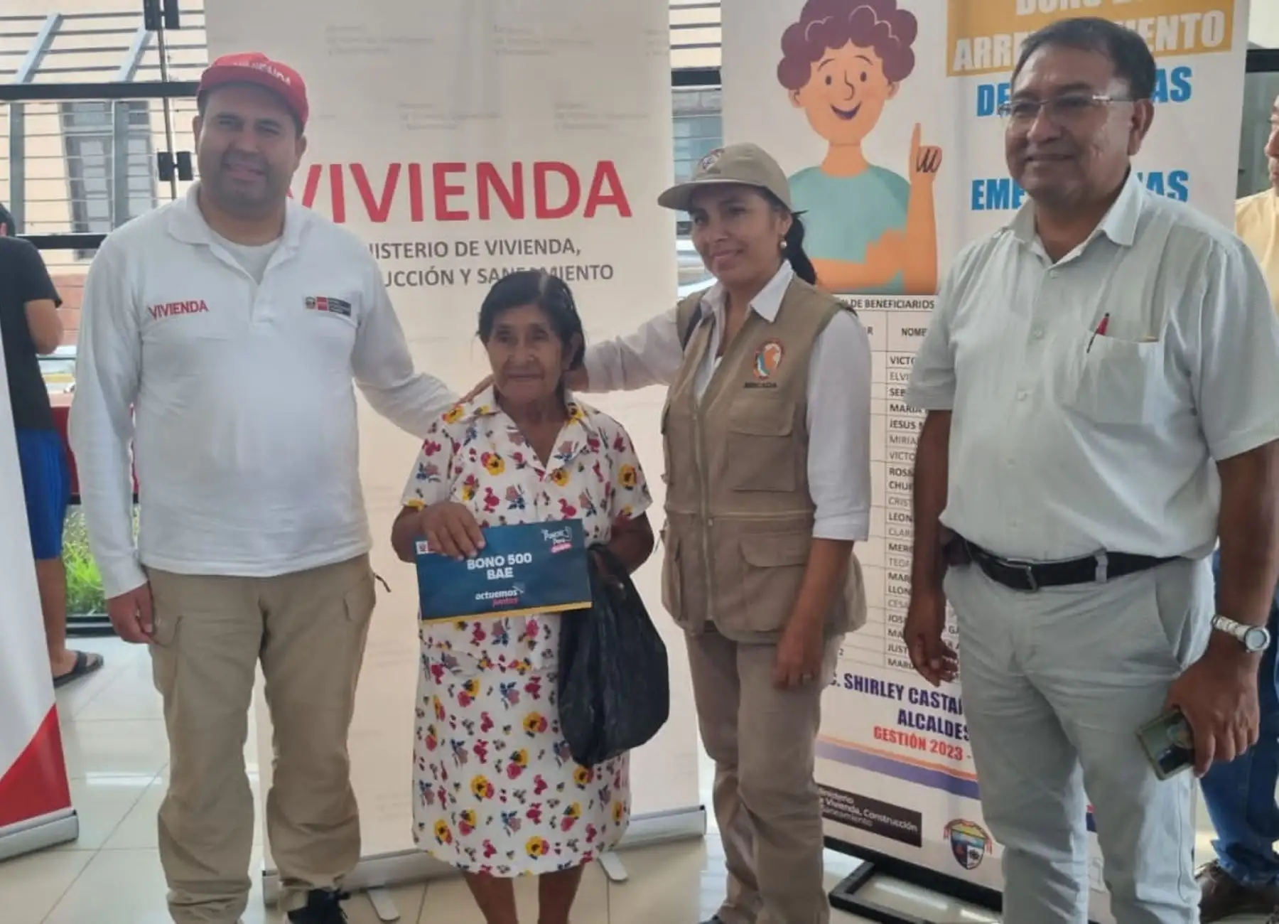 El Ministerio de Vivienda inició la entrega del bono de arrendamiento de vivienda para emergencias en la región Lambayeque. ANDINA/Difusión