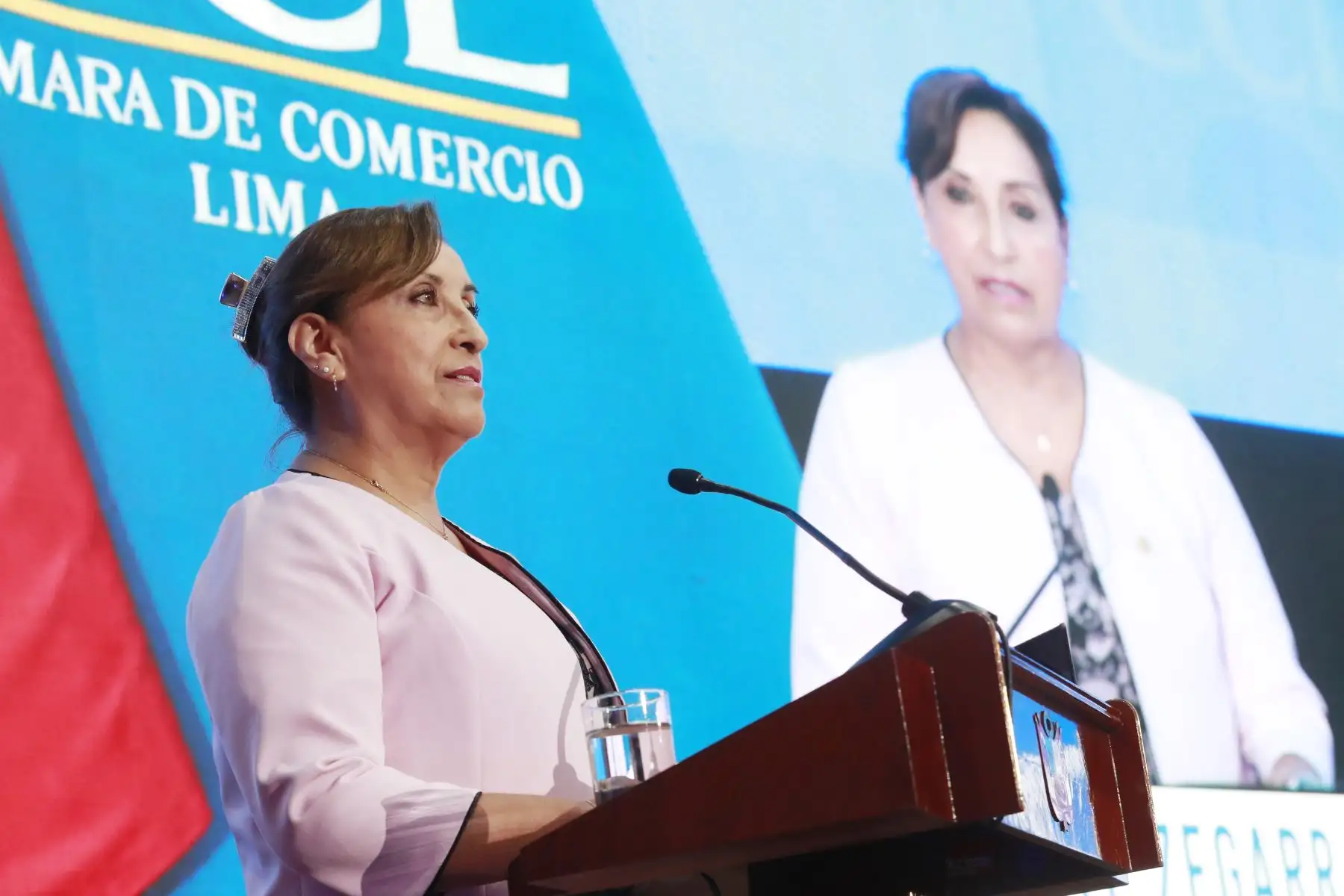 La presidenta, Dina Boluarte, participa en la ceremonia por el 135.° aniversario de la Cámara de Comercio de Lima y Día del Comercio.
Foto: ANDINA/Presidencia Perú