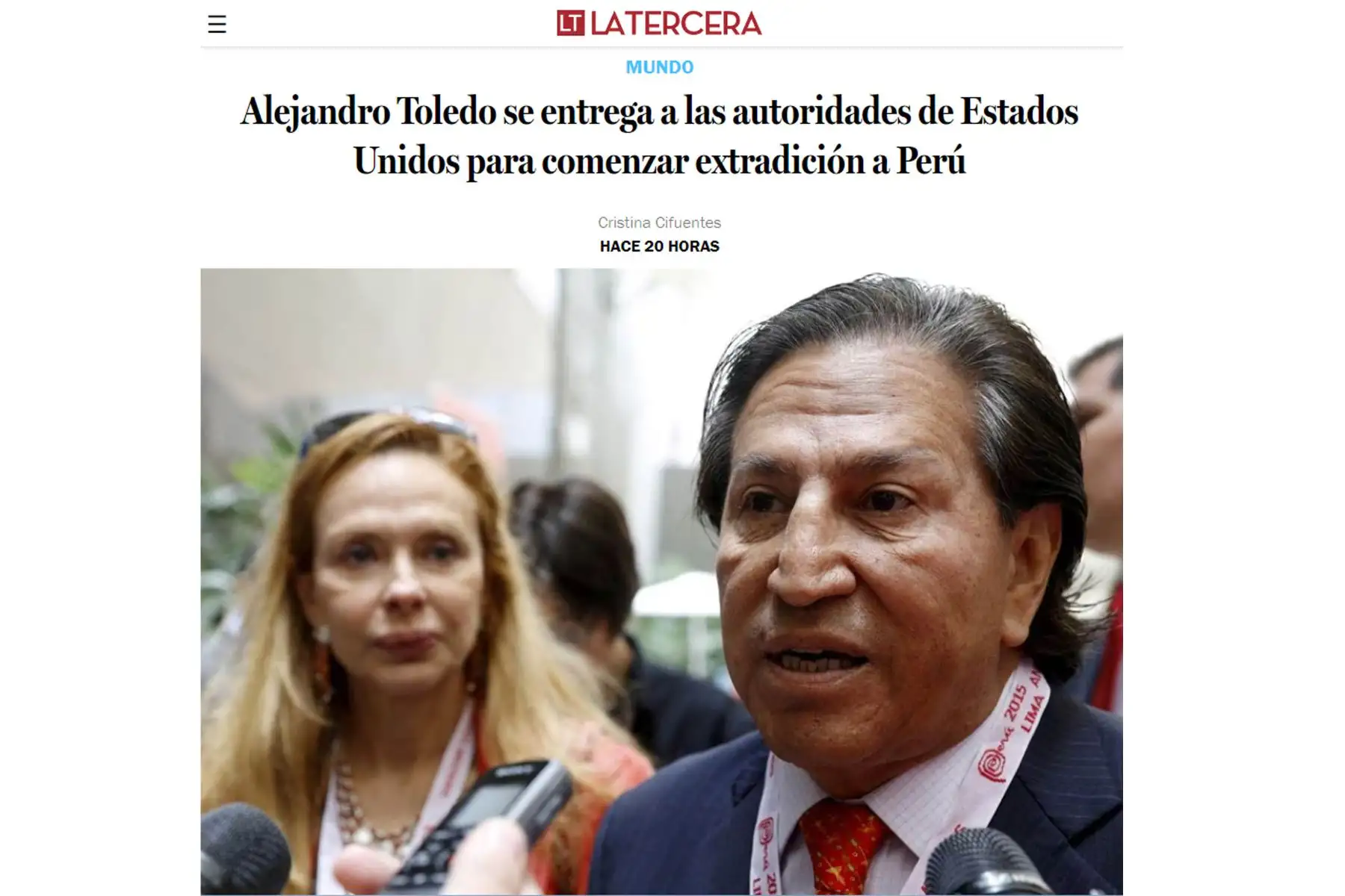 Extradición del ex presidente peruano, Alejandro Toledo, en los principales portales de noticias internacionales  Foto: INTERNET/Medios