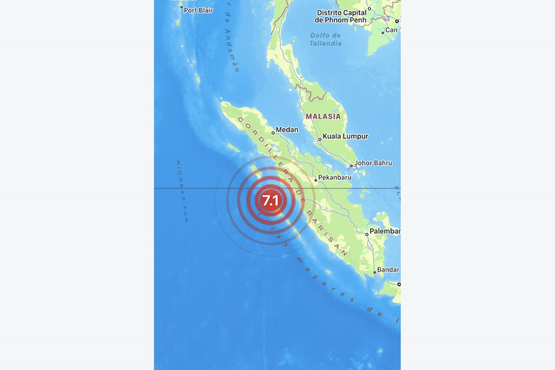 El sismo se registró a poco más de 15 km de profundidad a las 03:00 horas del martes (20:00 GMT). Foto: INTERNET/Medios