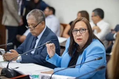 Ministra de Desarrollo Agrario y Riego, Nelly Paredes, expone ante la Comisión Agraria del Congreso, las acciones de su sector para la reactivación del sector agropecuario y la atención a la emergencia por las intensas lluvias. Foto: Cortesía.
