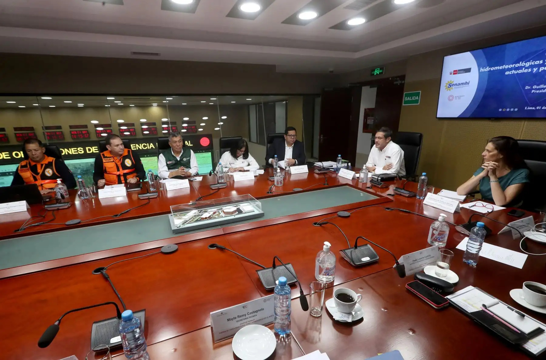 Reunión fuerza de tarea ministerial para la emergencia en el norte COEN Chorrillos. Foto:Difusión