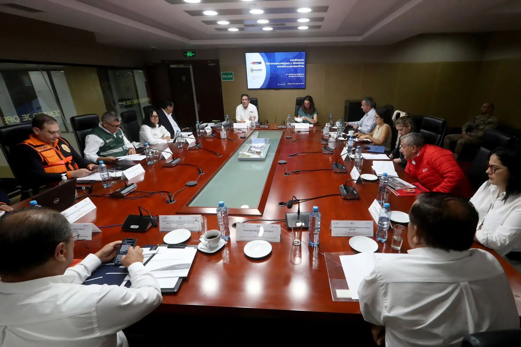 Reunión fuerza de tarea ministerial para la emergencia en el norte COEN Chorrillos. Foto:Difusión
