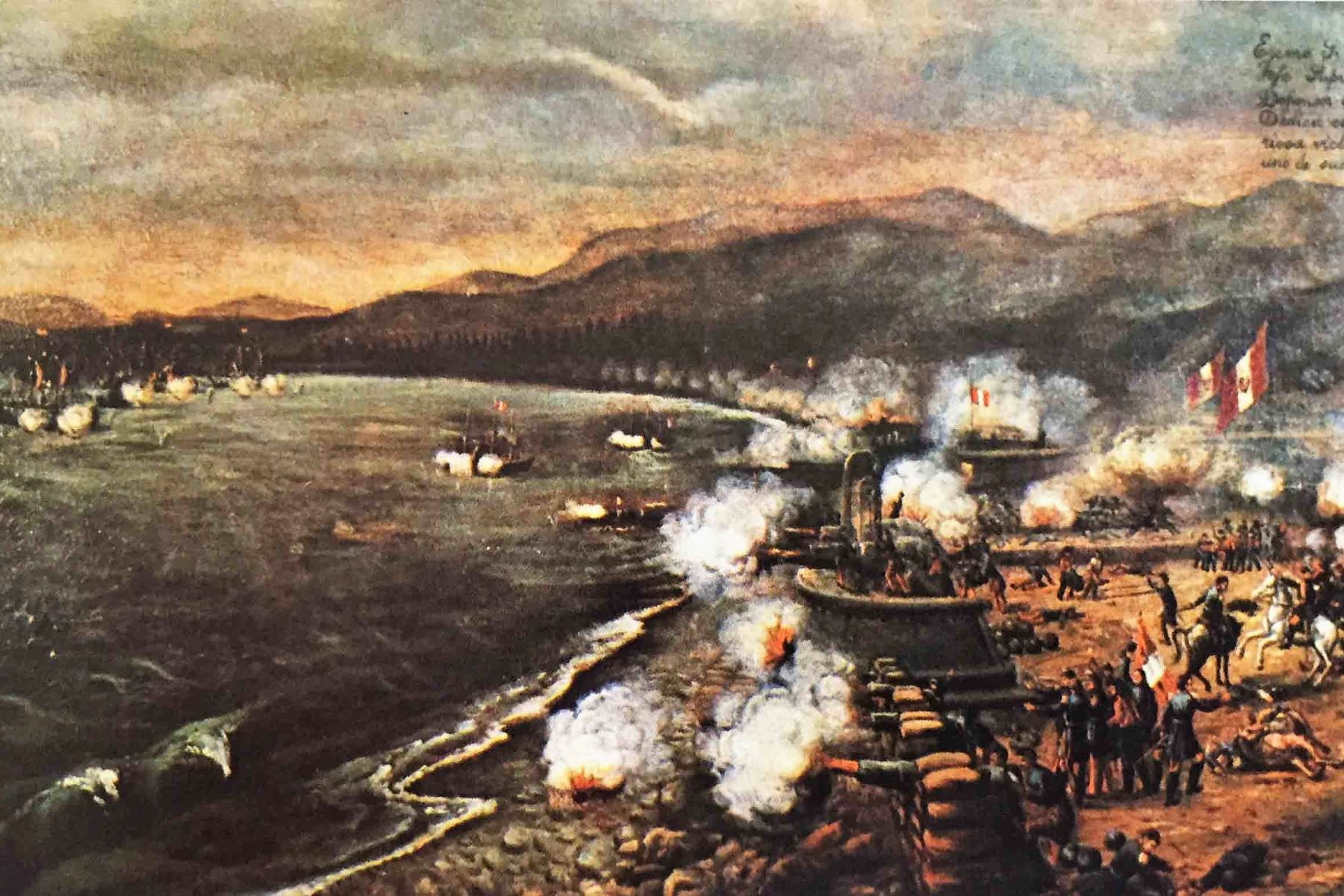 Escena del victorioso Combate del 2 de Mayo. Imagen: Sitio web de la Marina de Guerra del Perú/Difusión.