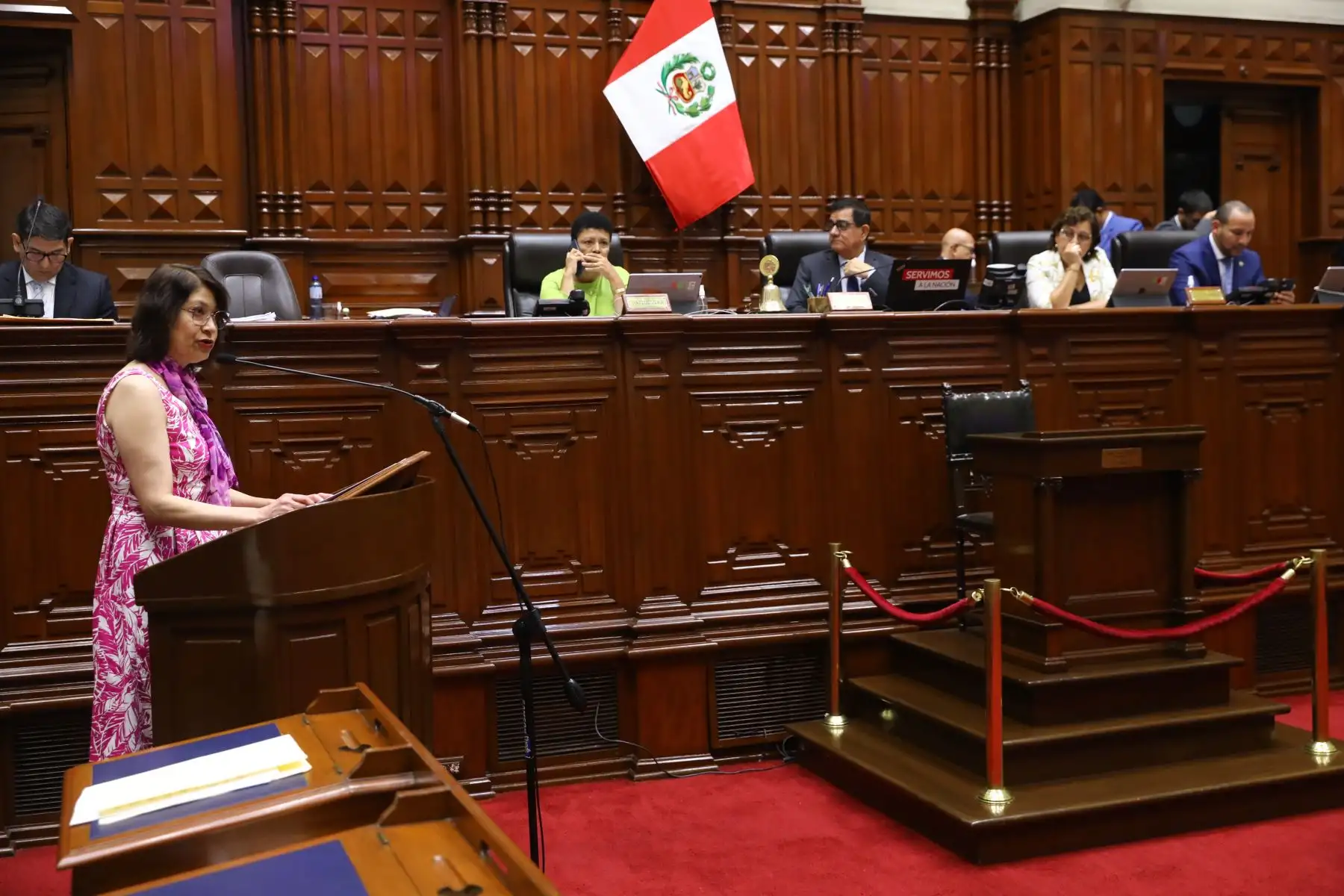 Congreso tiene sesión del pleno dirigido por congresista José Williams donde participaron ministro del Interior, Vicente Romero y canciller Ana Cecilia Gervasi
Foto: Congreso
