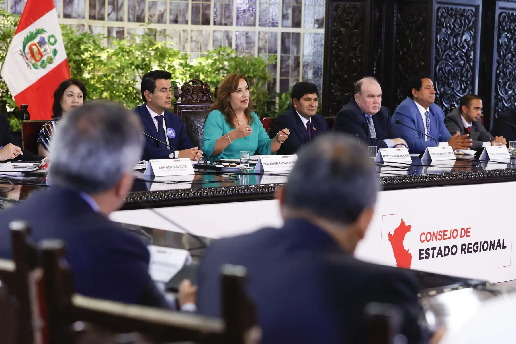 La presidenta de la República, Dina Boluarte, clausura el Consejo de Estado Regional, instancia destinada a resolver los problemas que aquejan a la población más vulnerable del país. Foto: ANDINA/ Prensa Presidencia