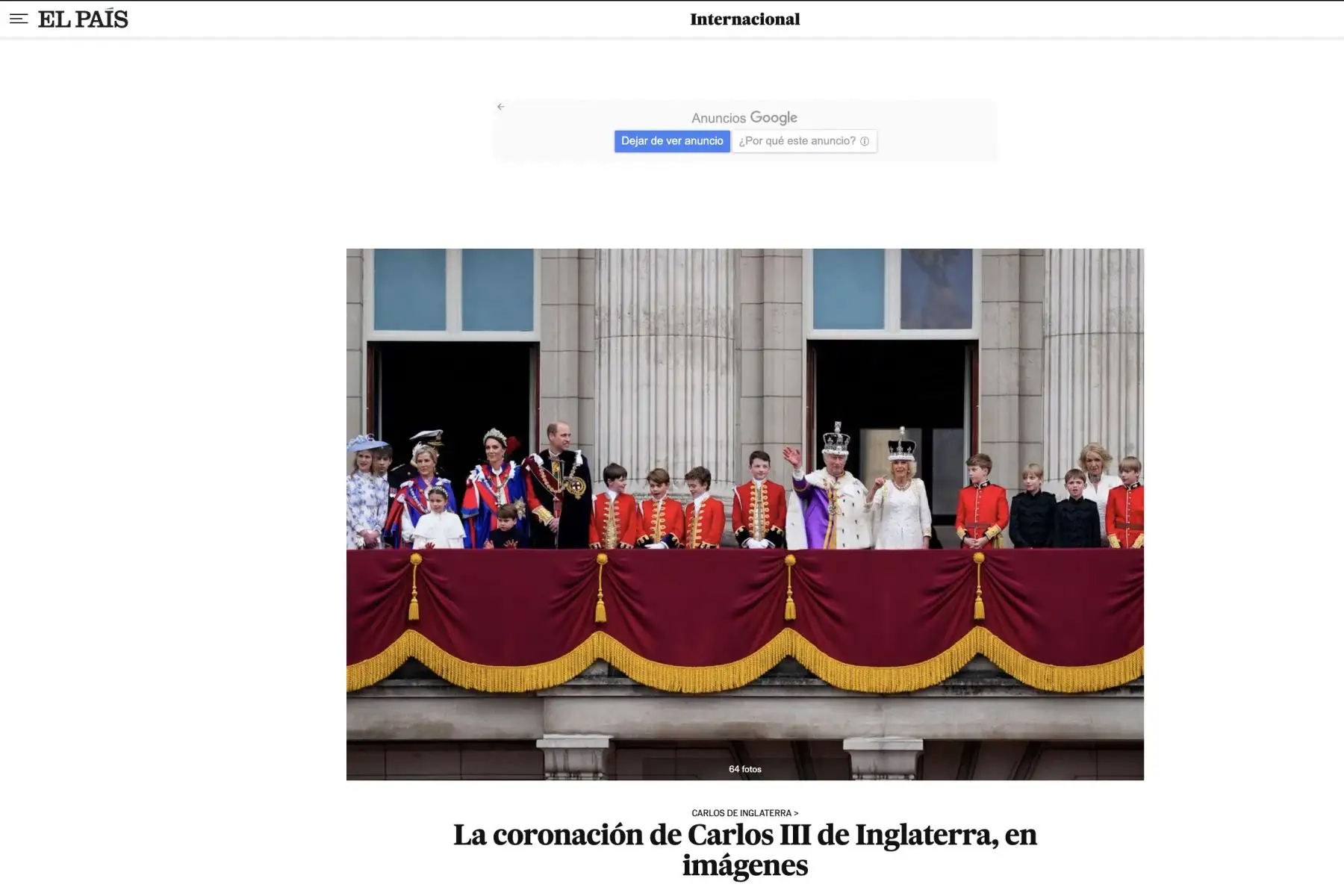 Los principales medios de comunicación del mundo estuvieron atentos a las ceremonia de coronación del Rey Carlos III Foto: Captura TV
