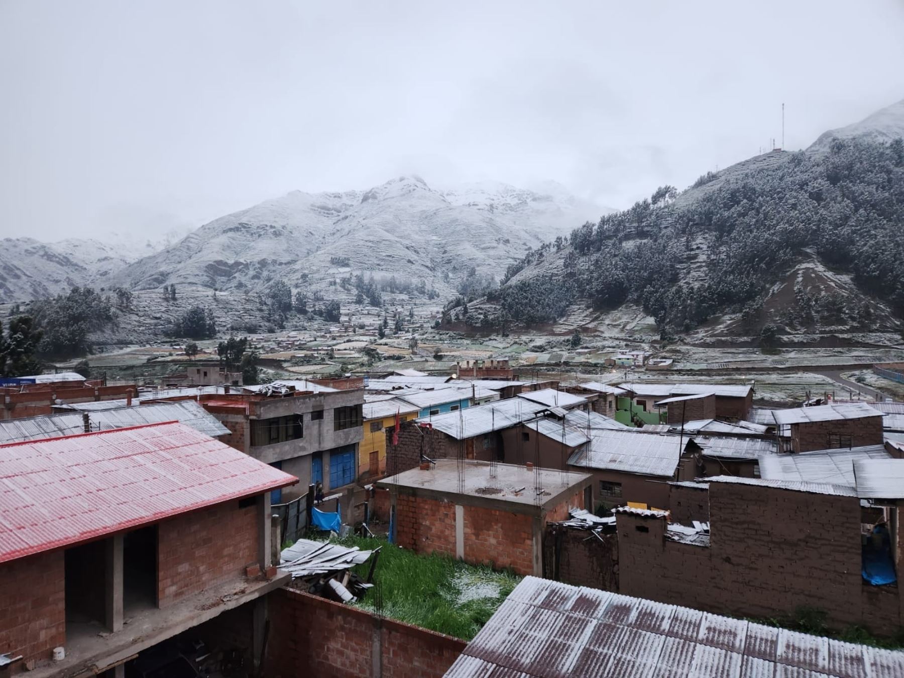 La caída de nieve que afectó a las 13 provincias de Cusco obligó a suspender las labores escolares en las zonas más afectadas por el fenómeno natural. Foto: ANDINA/Percy Hurtado Santillán.