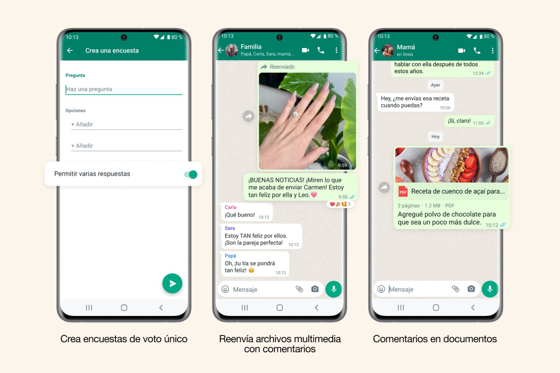 Se anunciaron tres actualizaciones para las encuestas de WhatsApp, destinadas a ayudar a los grupos a recopilar información y tomar decisiones de forma conjunta.