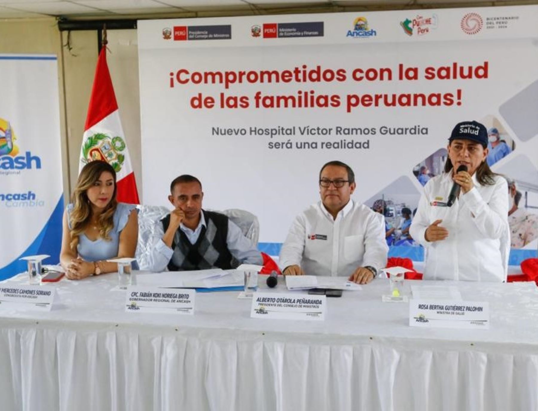 En conferencia de prensa, el presidente del Consejo de Ministros, Alberto Otárola; y la ministra de Salud, Rosa Gutiérrez, confirmaron el inicio del proceso de construcción del nuevo Hospital de Alta Complejidad de Huaraz, en Áncash.